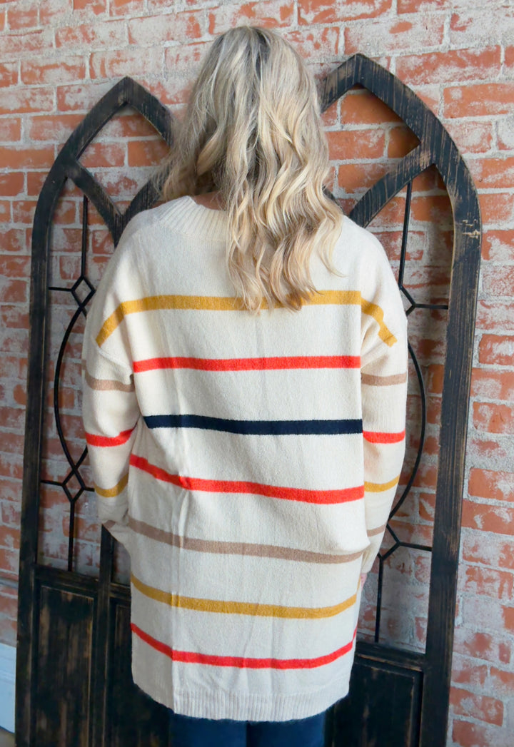 Just For You Multi Striped Sweater Cardigan