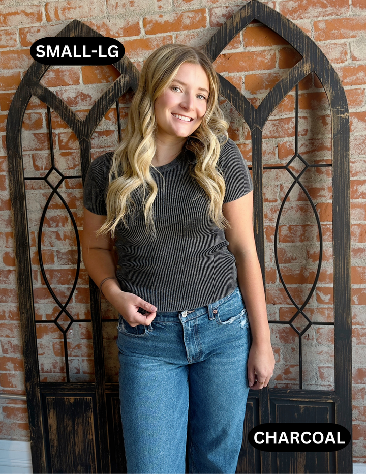 Don't Call Me Ribbed Cropped Tee-2 Colors