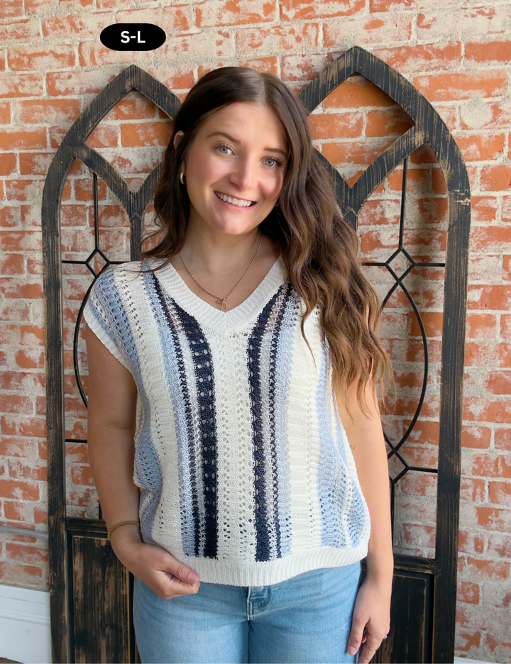 Raise Your Standards Shimmer Crochet Sweater