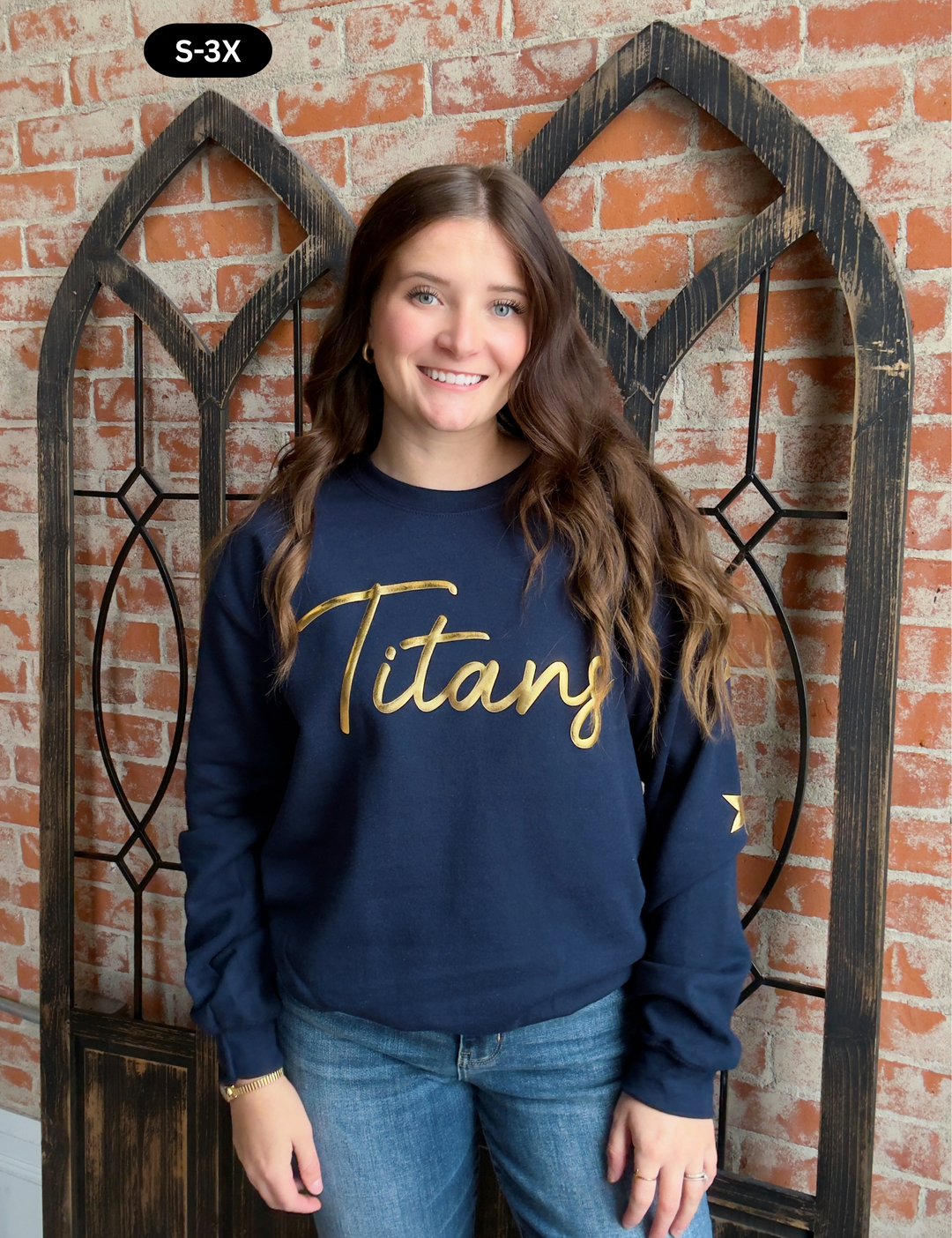 Metallic Titans Star Crewneck