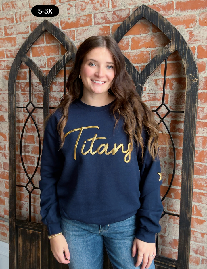 Metallic Titans Star Crewneck