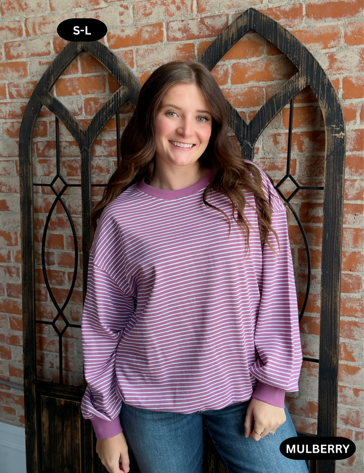 Relaxing Moments Striped Crewneck-3 Colors