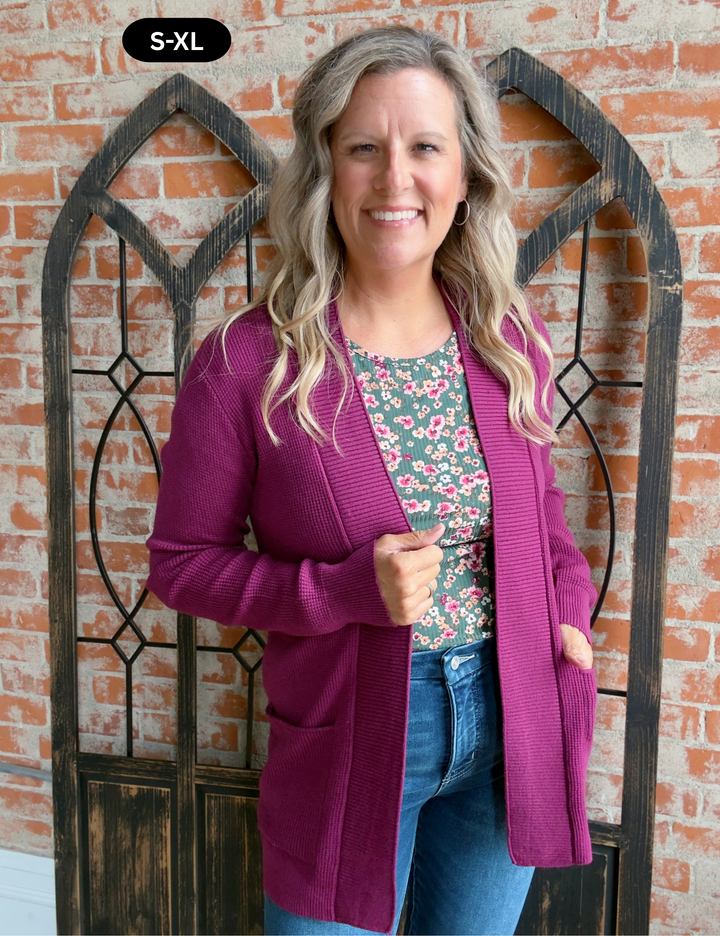 Feels Like Home Cardigan-Magenta