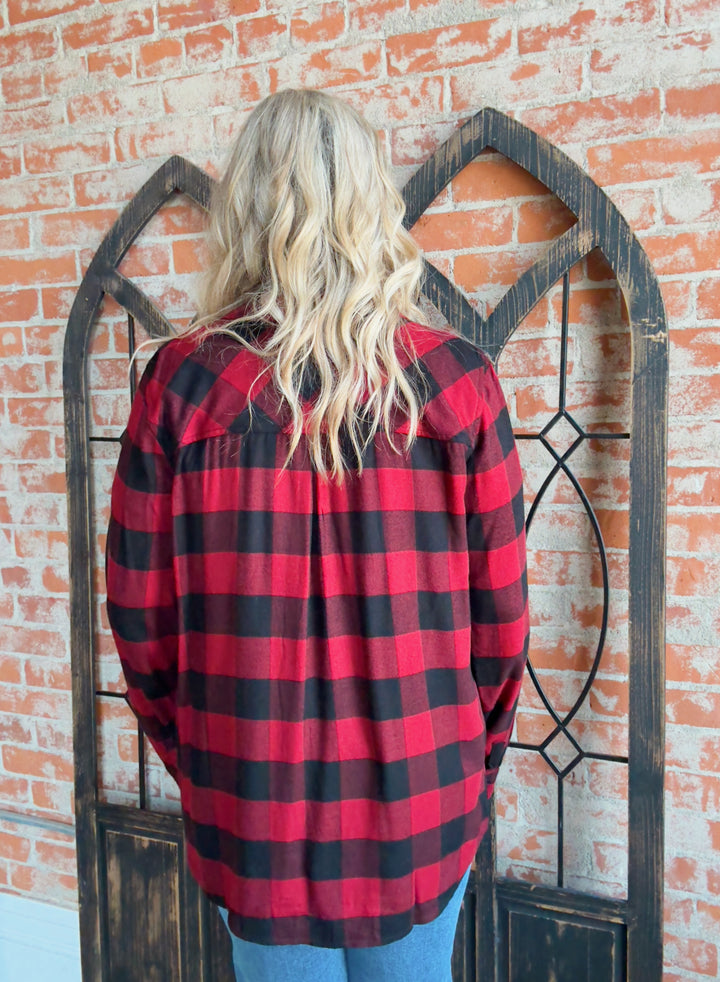 Not your Boyfriends Buffalo Check Flannel-Red