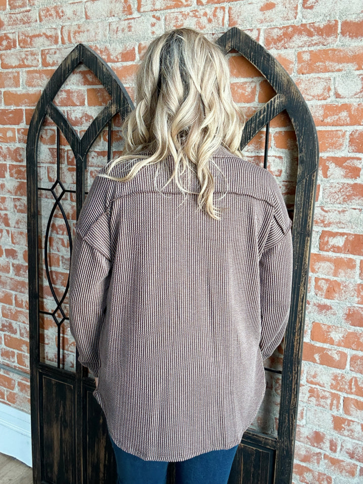 Layering Essential Ribbed Shacket-Neutral Colors