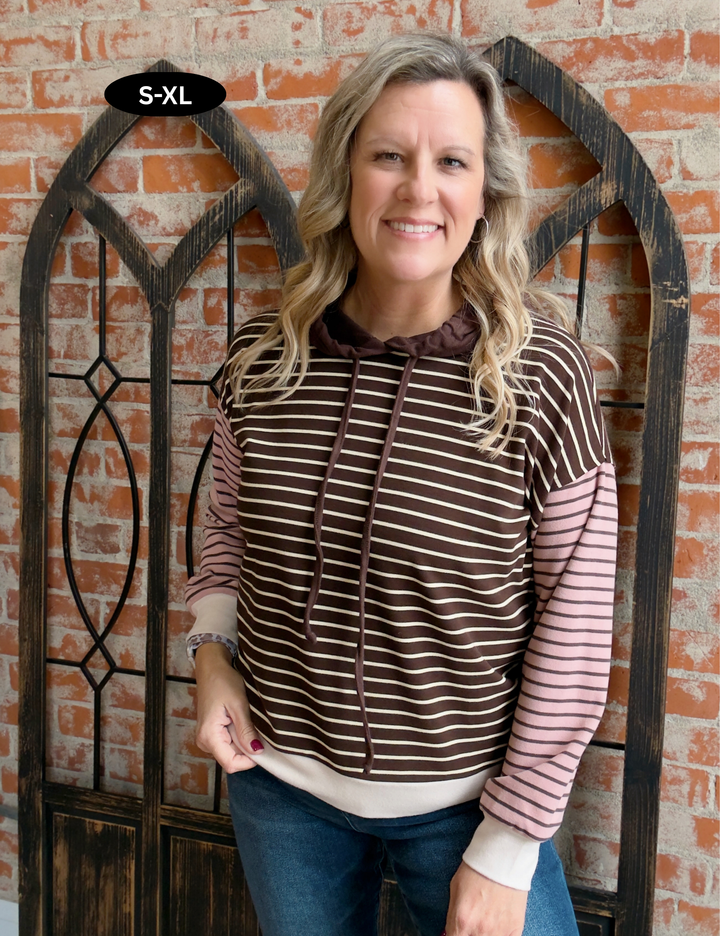 Chocolate Covered Strawberry Striped Hoodie