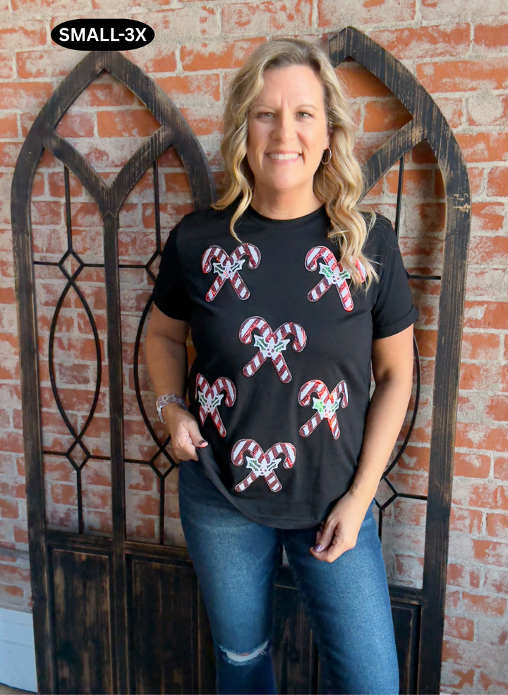 Sequin Candy Cane Tee