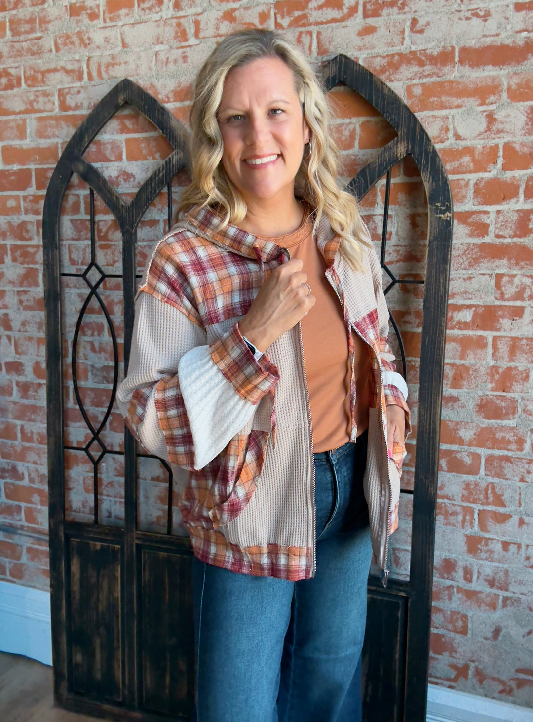 A Fall Sight Plaid Color Block Jacket
