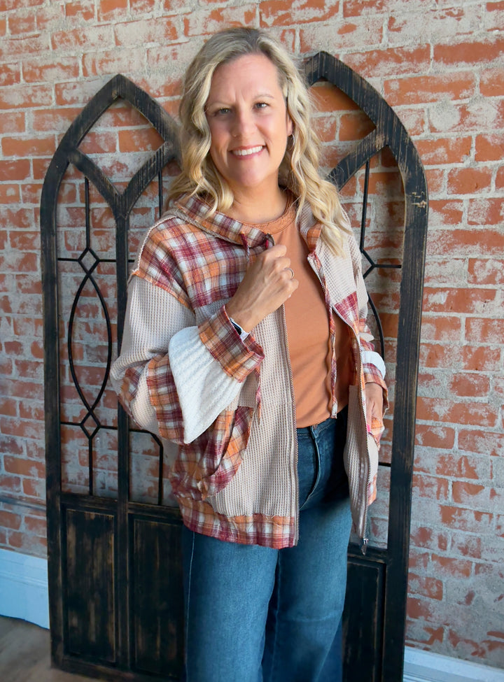 A Fall Sight Plaid Color Block Jacket