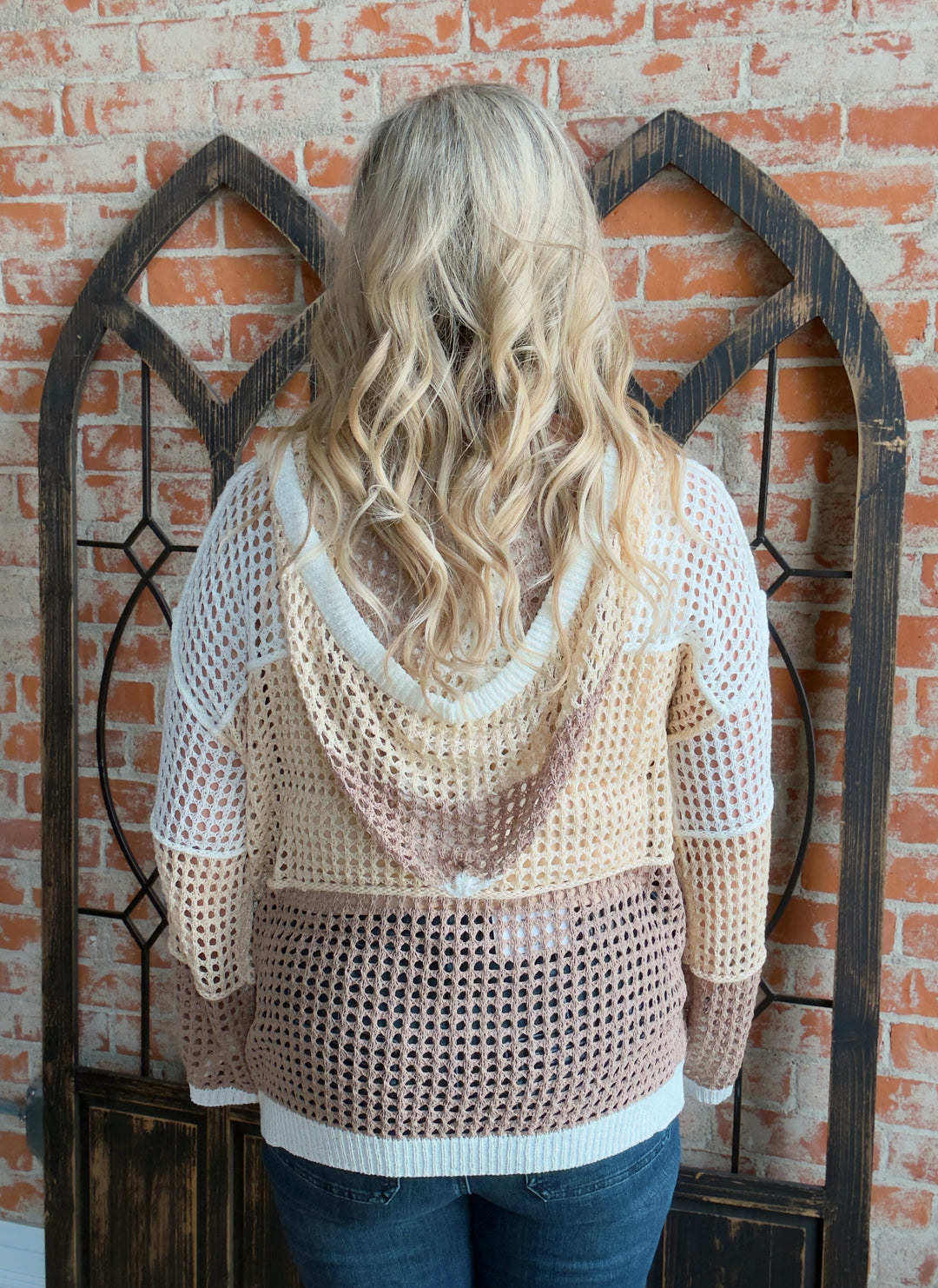 Take Me There Crochet Color Block Hoodie