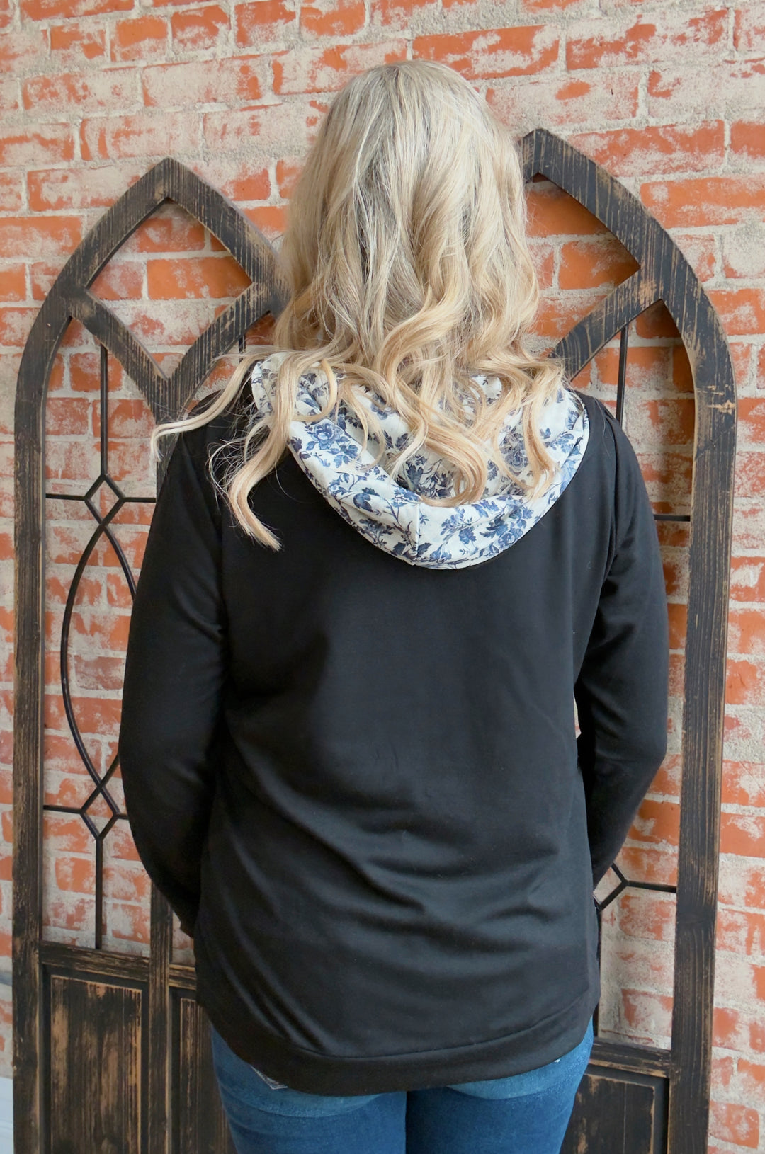 Audra Floral Lined Half Zip Hoodie