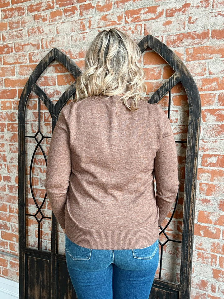 One More Time Soft Sweater-Brown