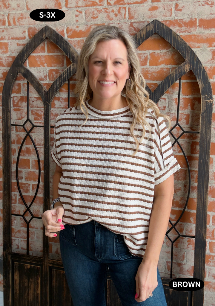 Say It Out Loud Striped Tee-2 Colors