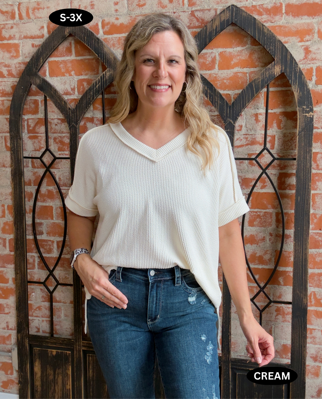 Just What You Need Ribbed Tee-Neutral Tones