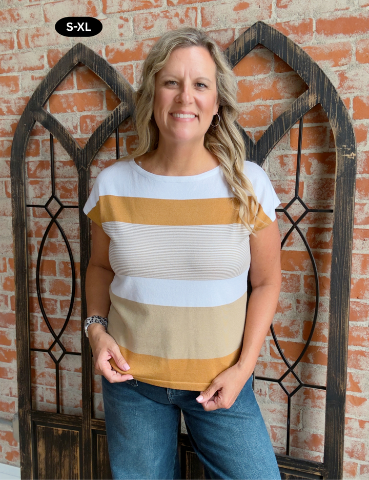 Show Up Color Block Sweater-Mustard
