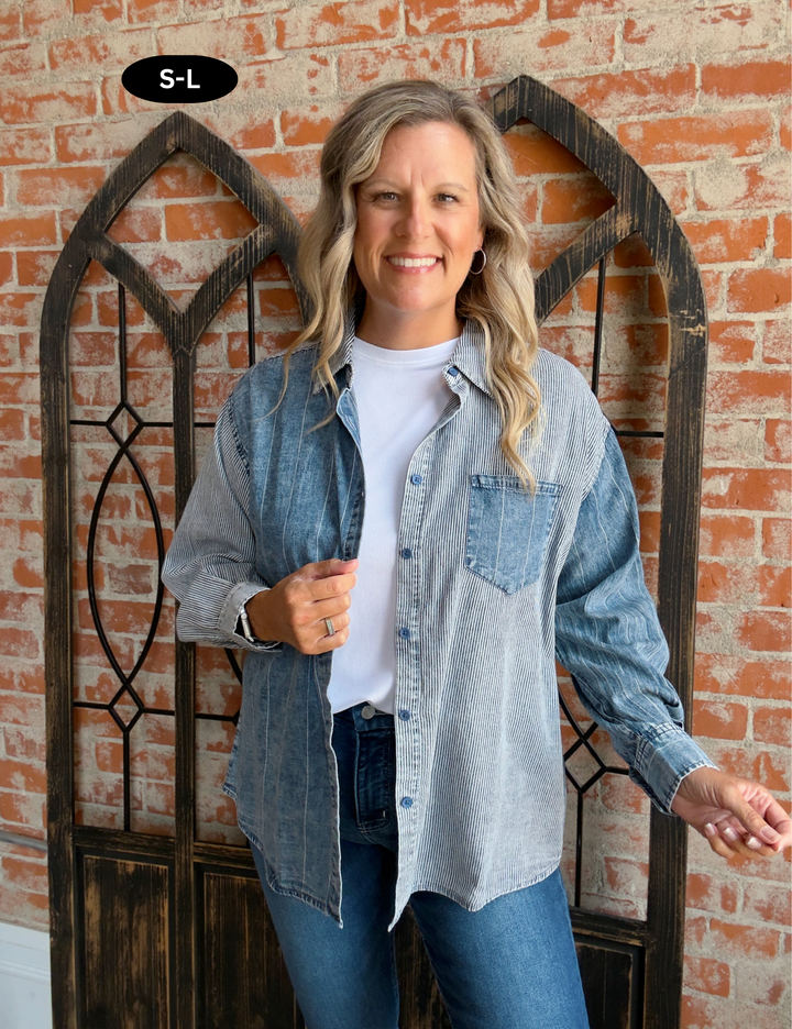 Got My Eye On You Denim Button Up