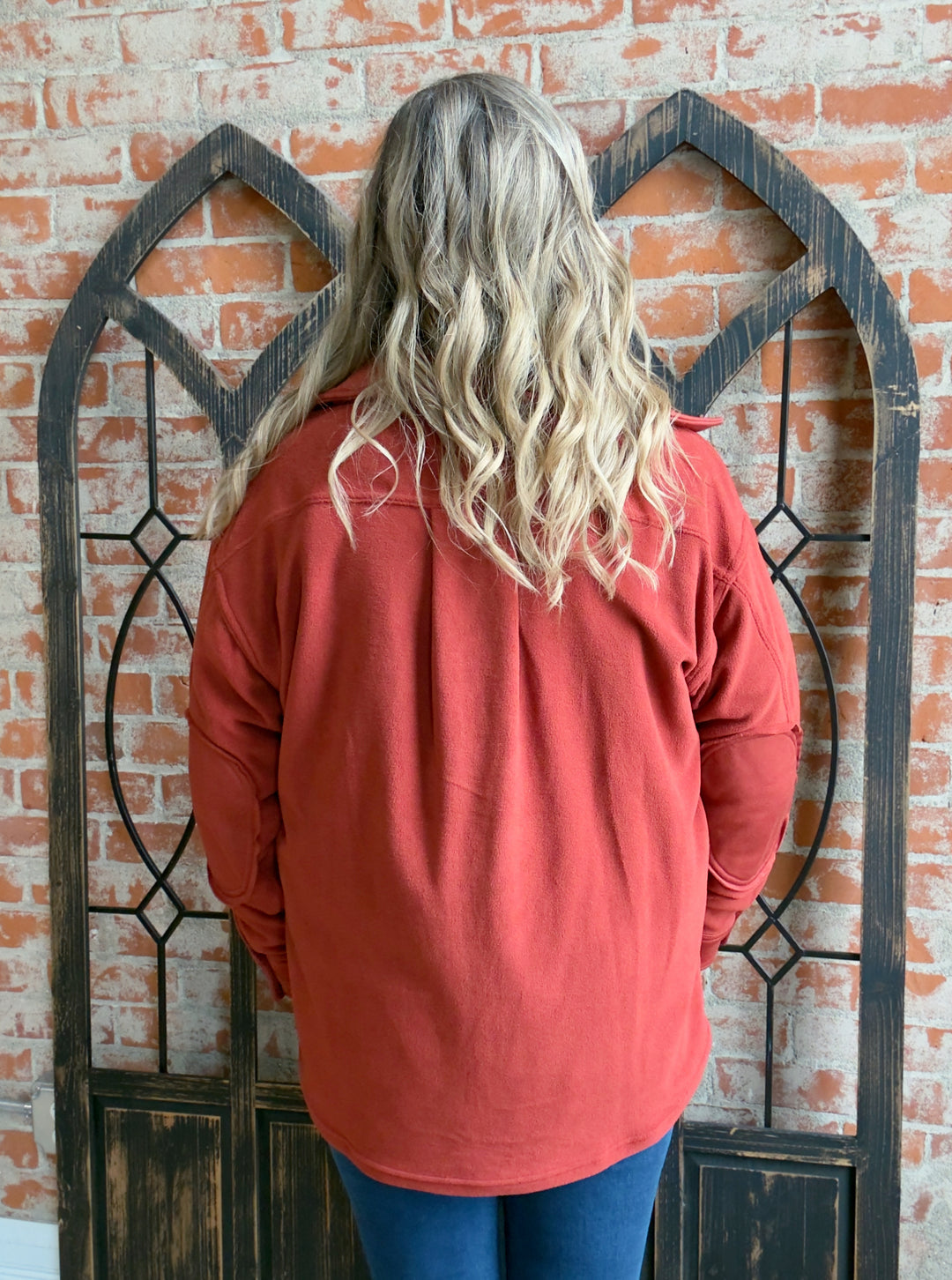 Feelin' Cozy Fleece Shacket-Rust