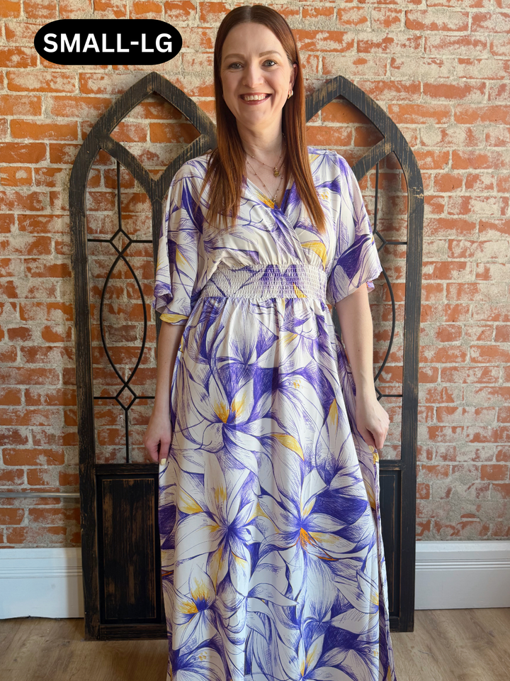 Romantic Evening Purple Floral Kimono Dress