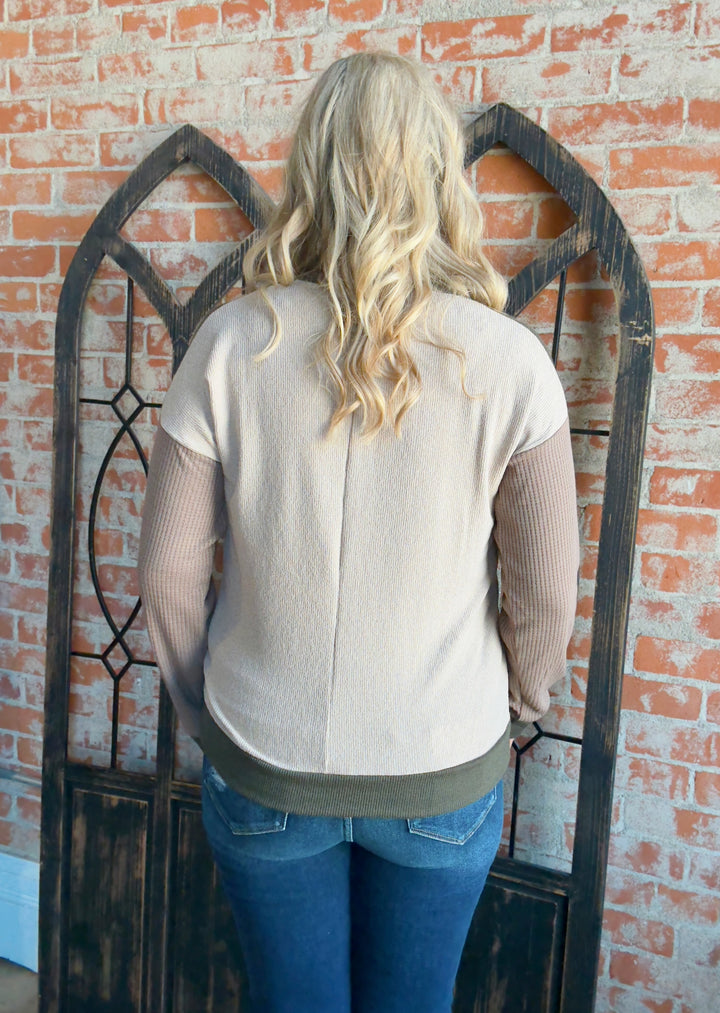 The Time Of Day Color Block-Taupe
