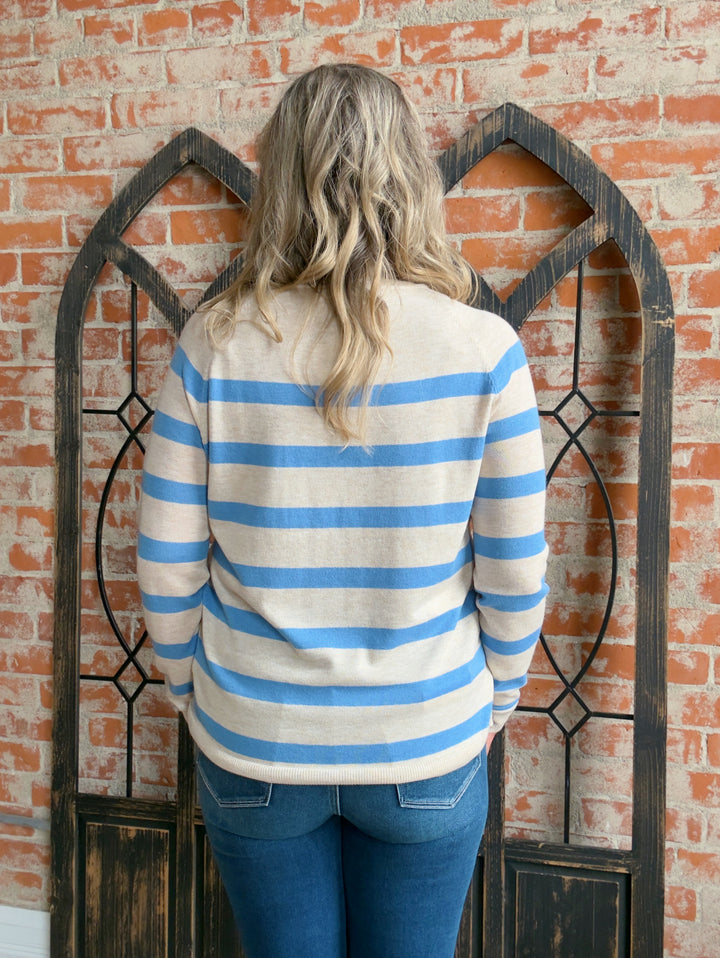 It's All Me Striped Sweater-Blue Tones