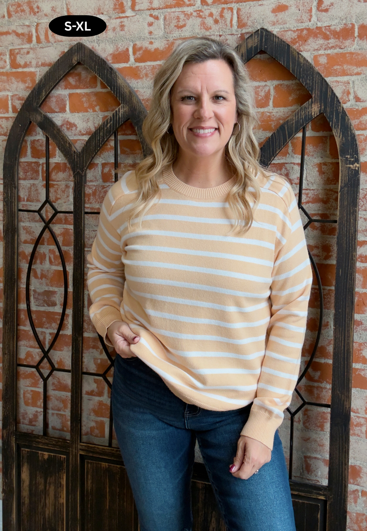 Good Life Striped Sweater-Yellow