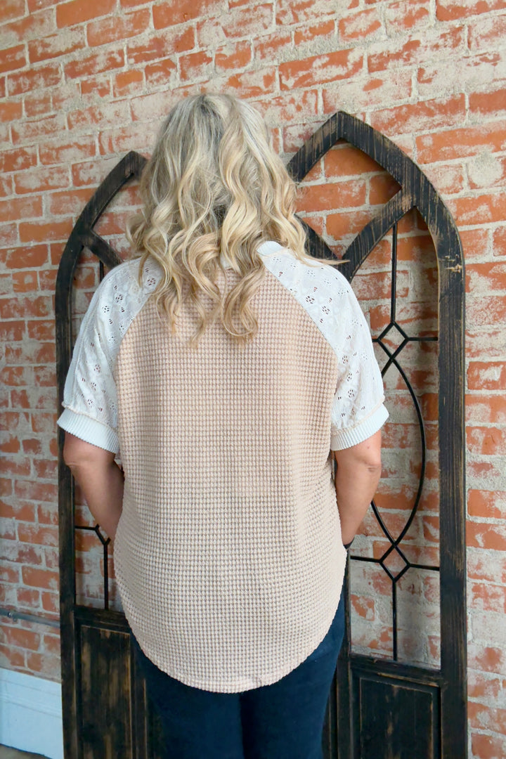 On The Muted Side Lace Sleeve Tee