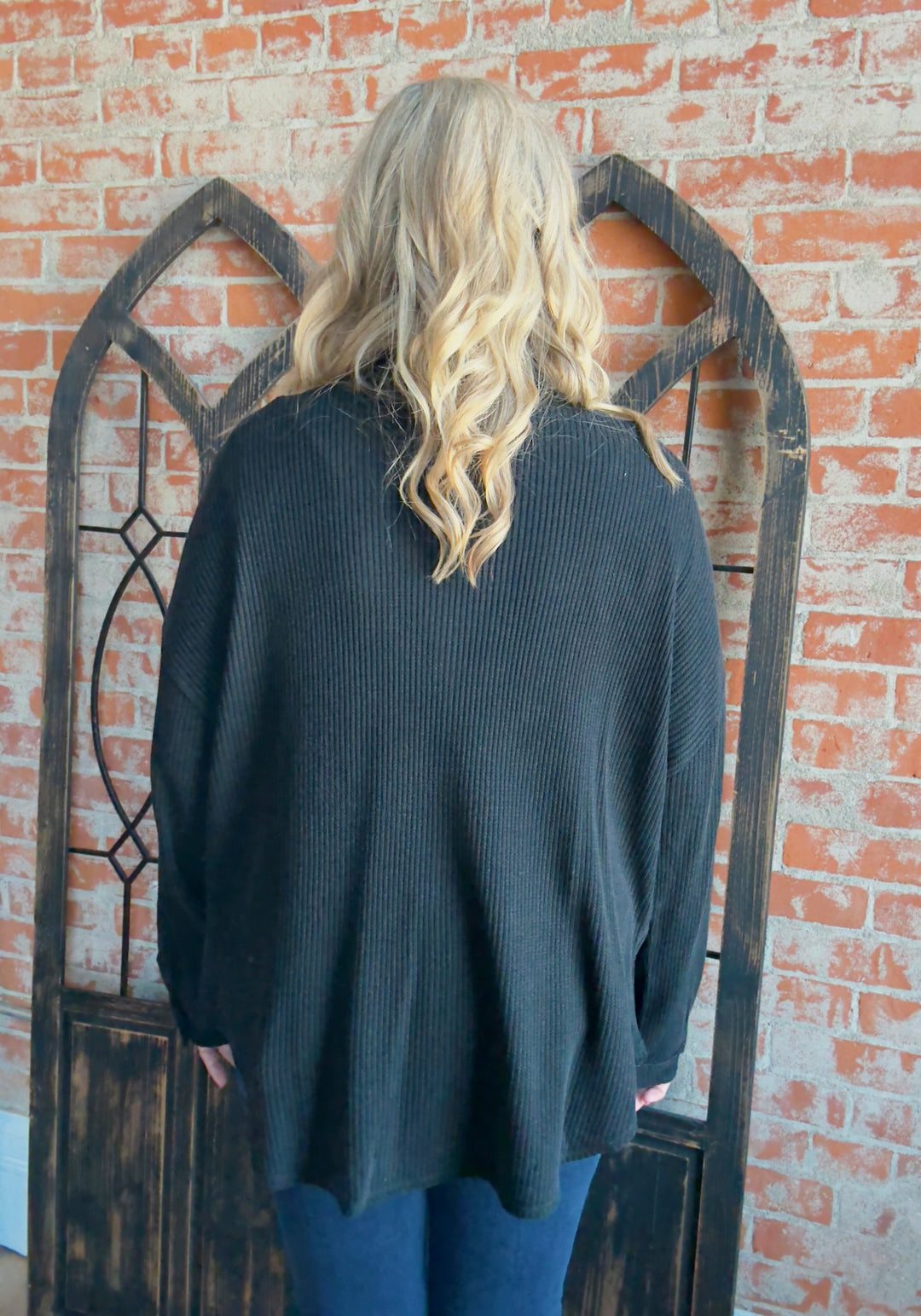 Fall Devotion Waffle Shacket-Black