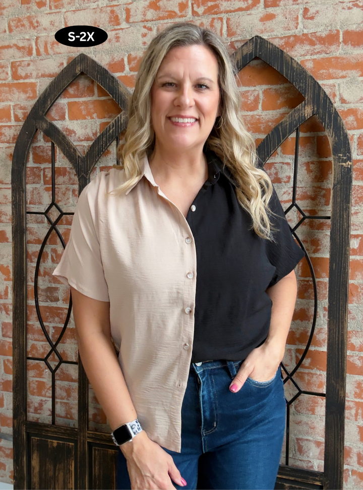 I'll Make It Happen Color Block Blouse