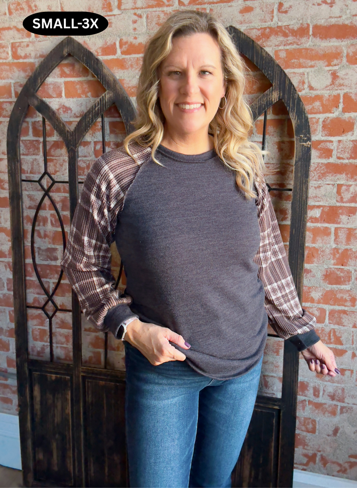 A Plaid Day Ribbed Long Sleeve