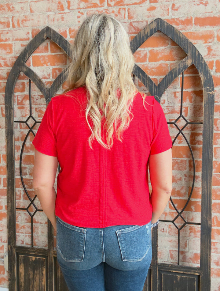 New Favorite Tee-Magenta & Red