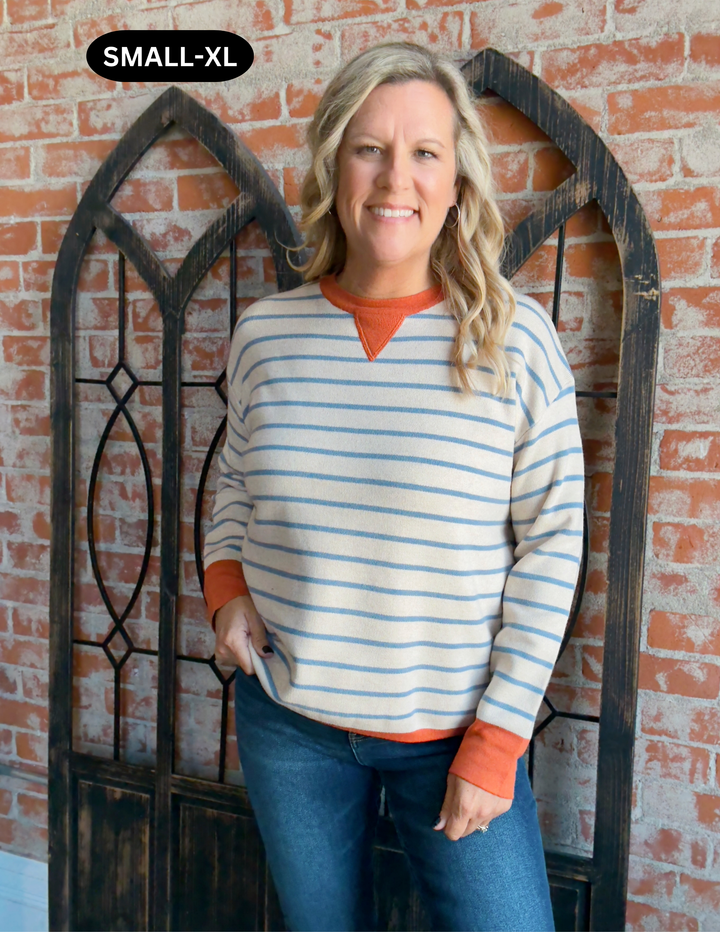 Make It Striped Athletic Sweater