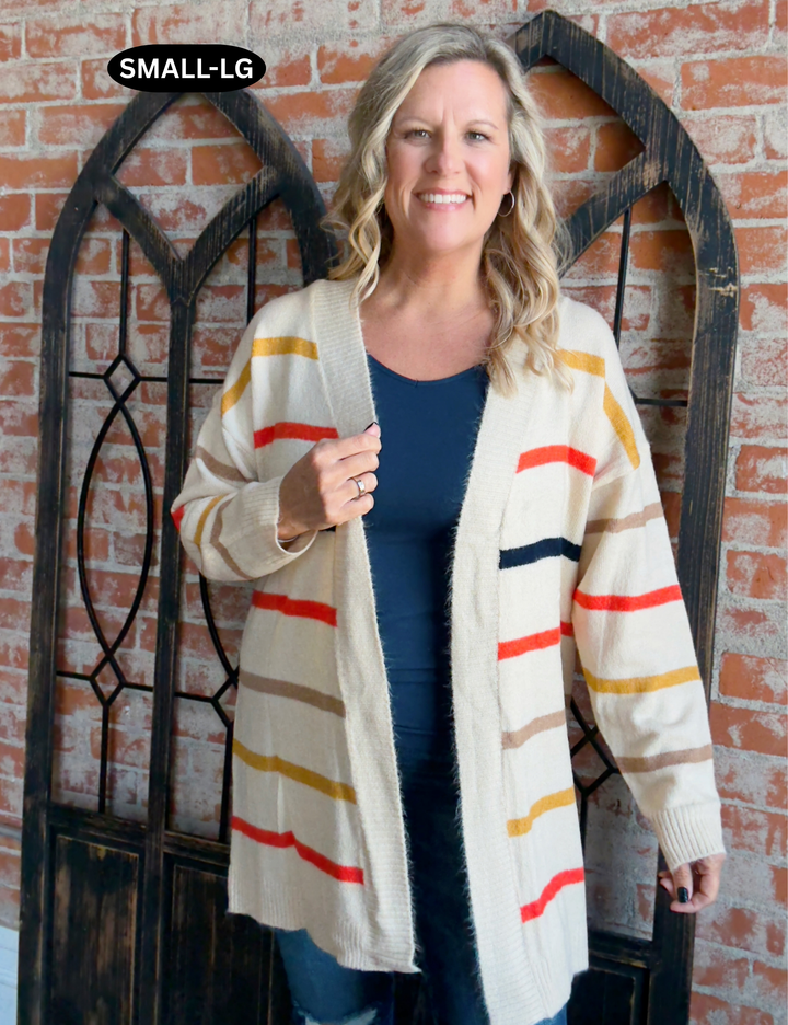 Just For You Multi Striped Sweater Cardigan