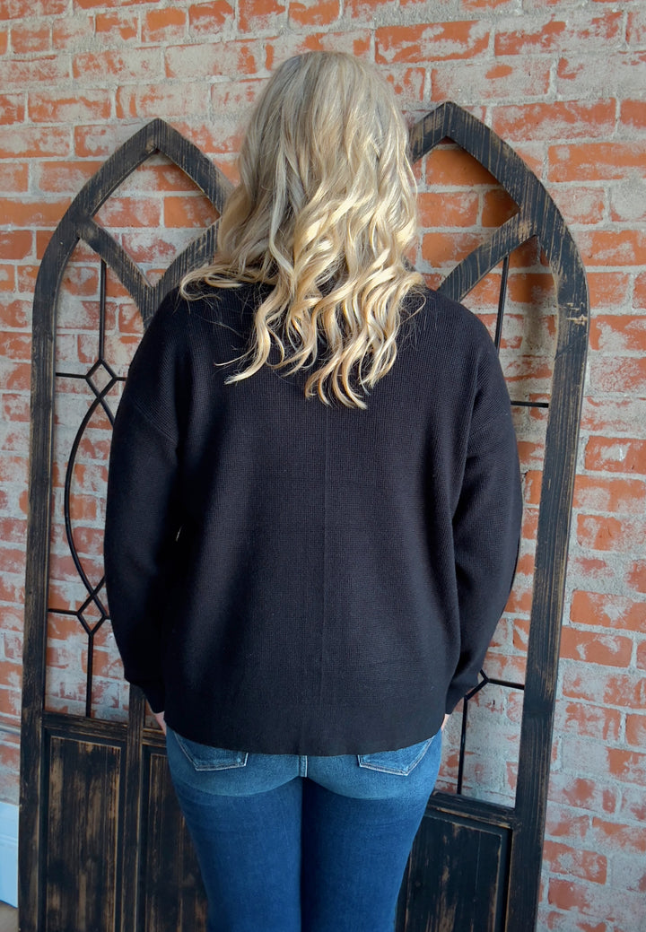 Never Too Late Cardigan-Black