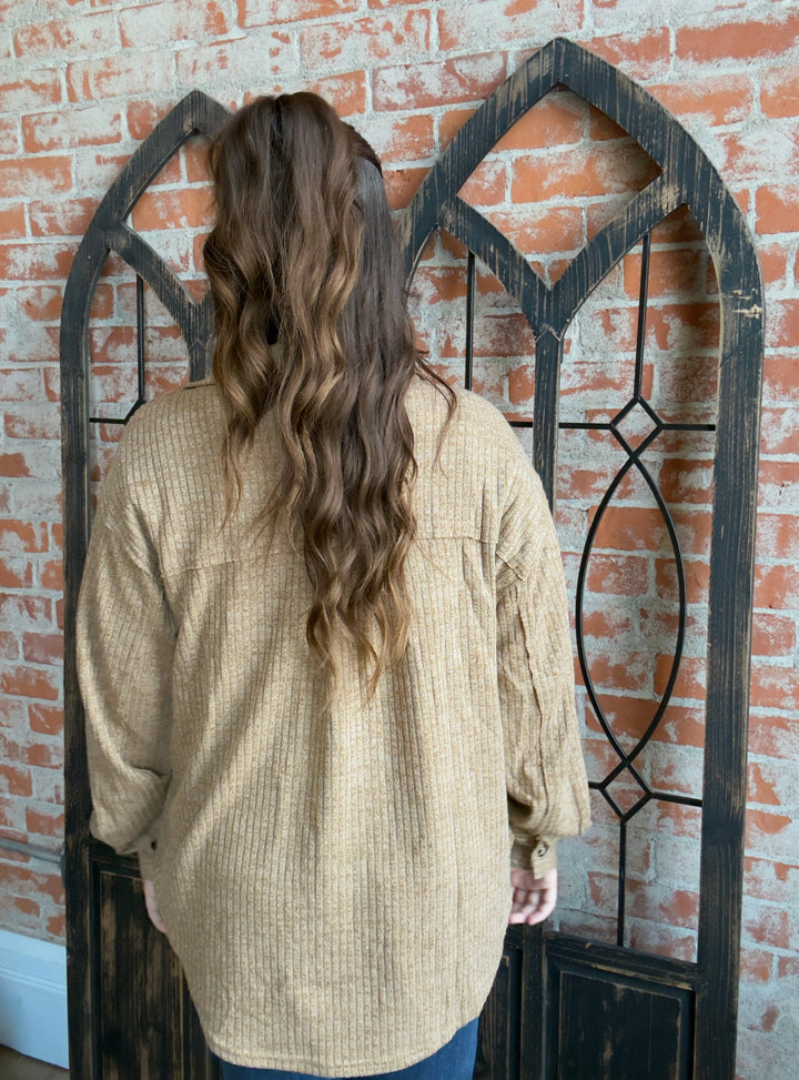Close To Me Ribbed Shacket-Mocha