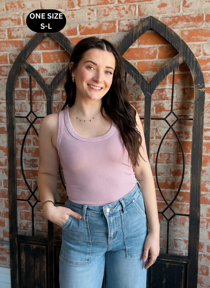 Keep It On The Down Low Ribbed Tank-Mauve