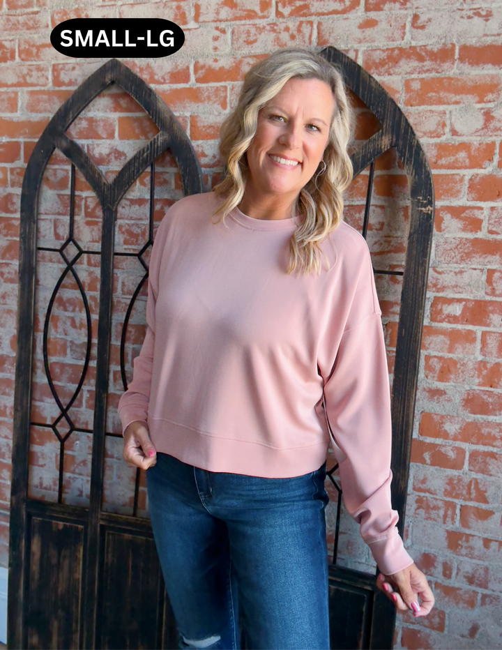 In Motion Scuba Crewneck-Blush