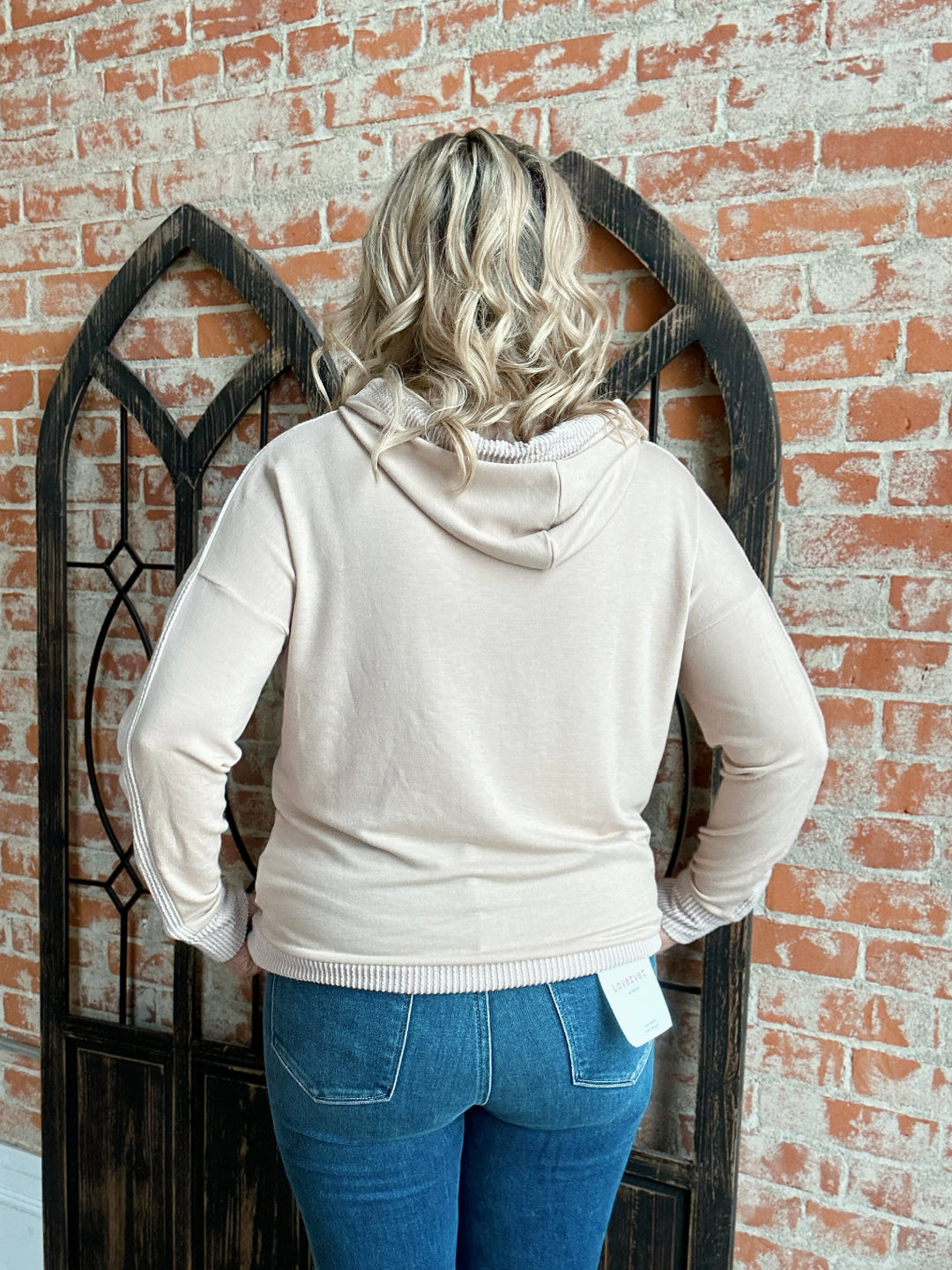 You've Got It Taupe Rib Trim Hoodie