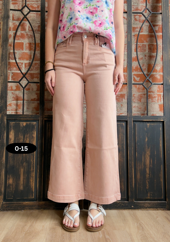 Mica Make Me Blush Cropped Wide Leg