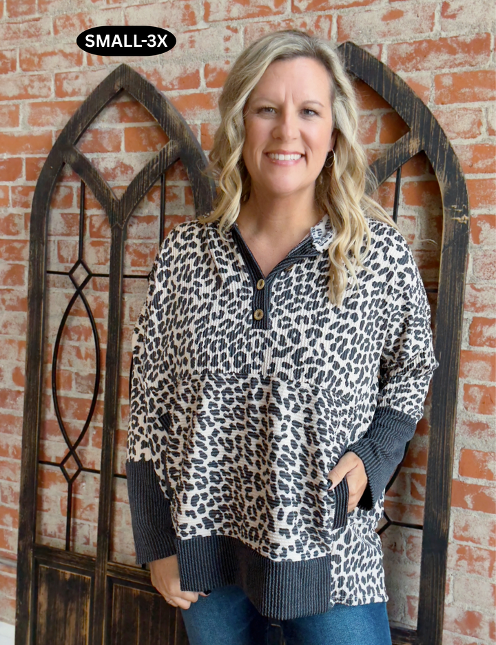 Wild Night In Ribbed Cheetah Tunic Hoodie