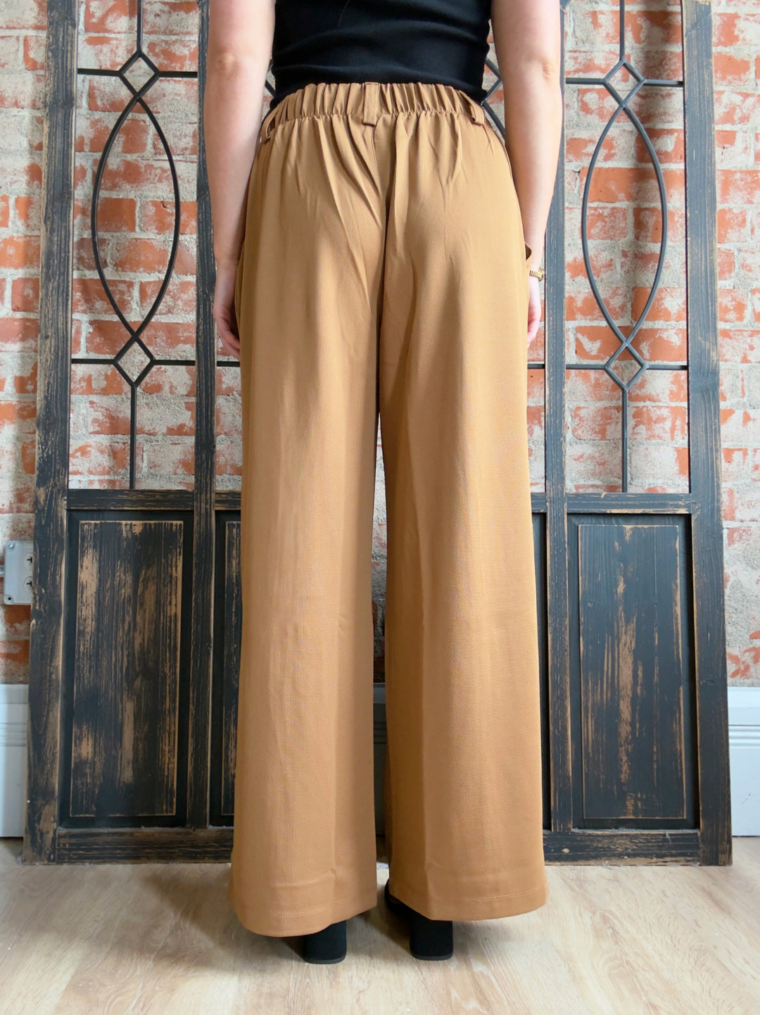 Poised Waffle Knit Business Pant-Camel