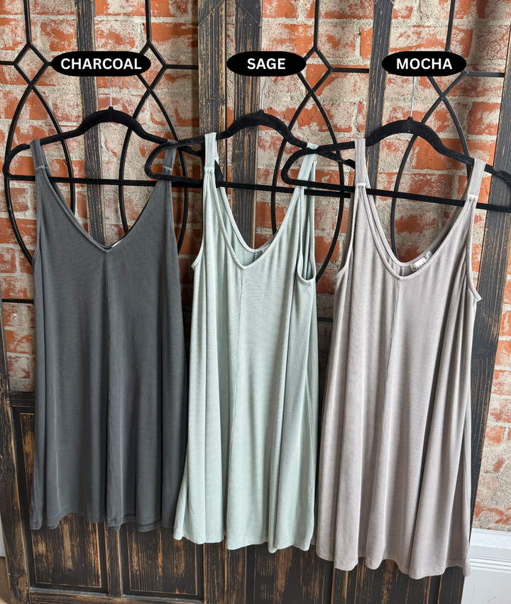 Talk Of The Town Ribbed Dress-3 Colors