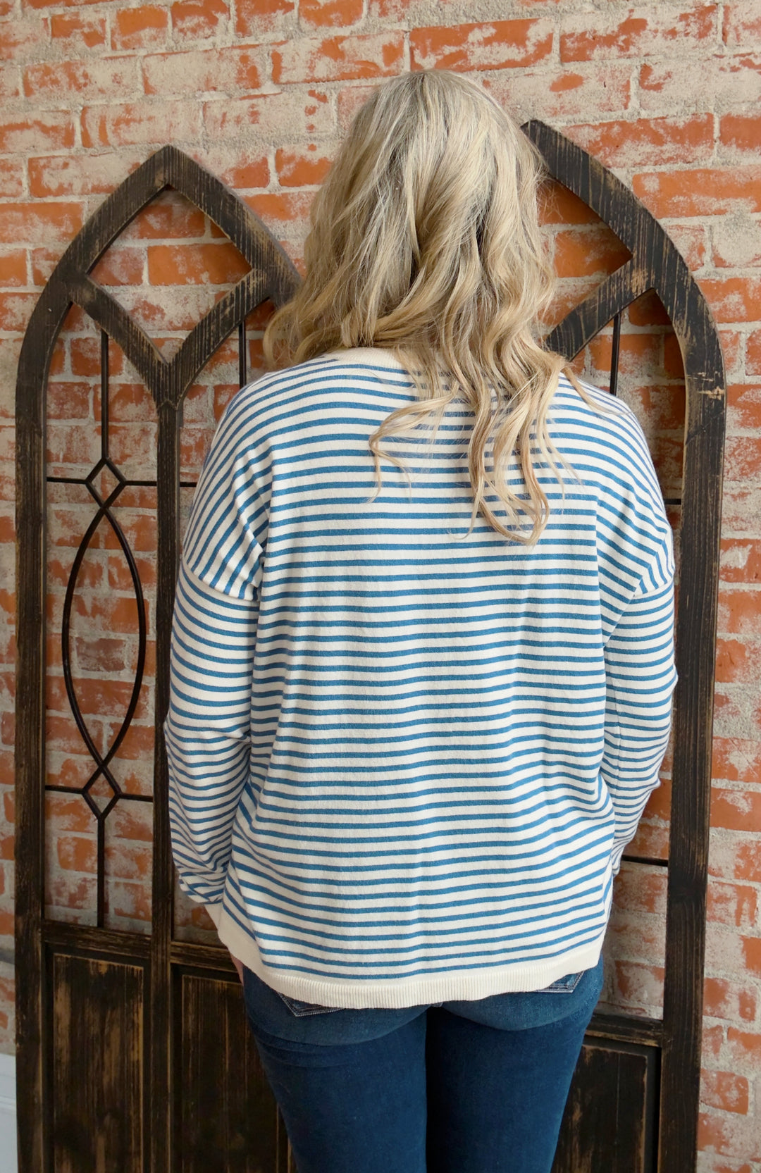 Get It Striped Sweater-Blue