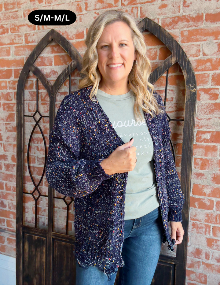 Funfetti Navy Cardigan