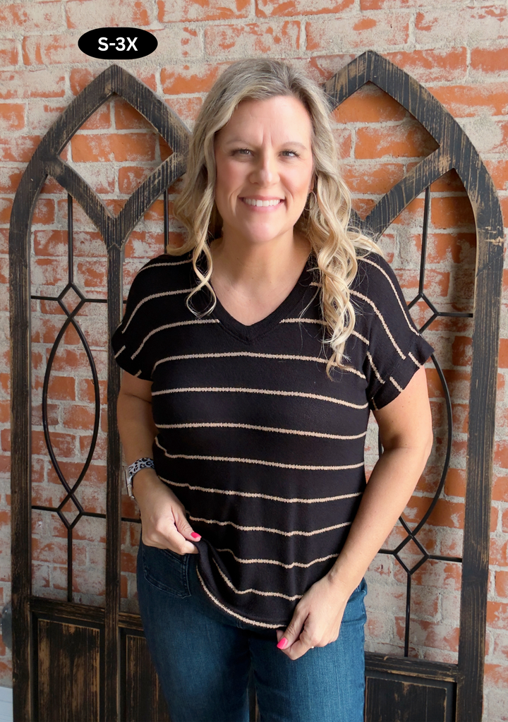 Easy Choice Striped Tee- Black