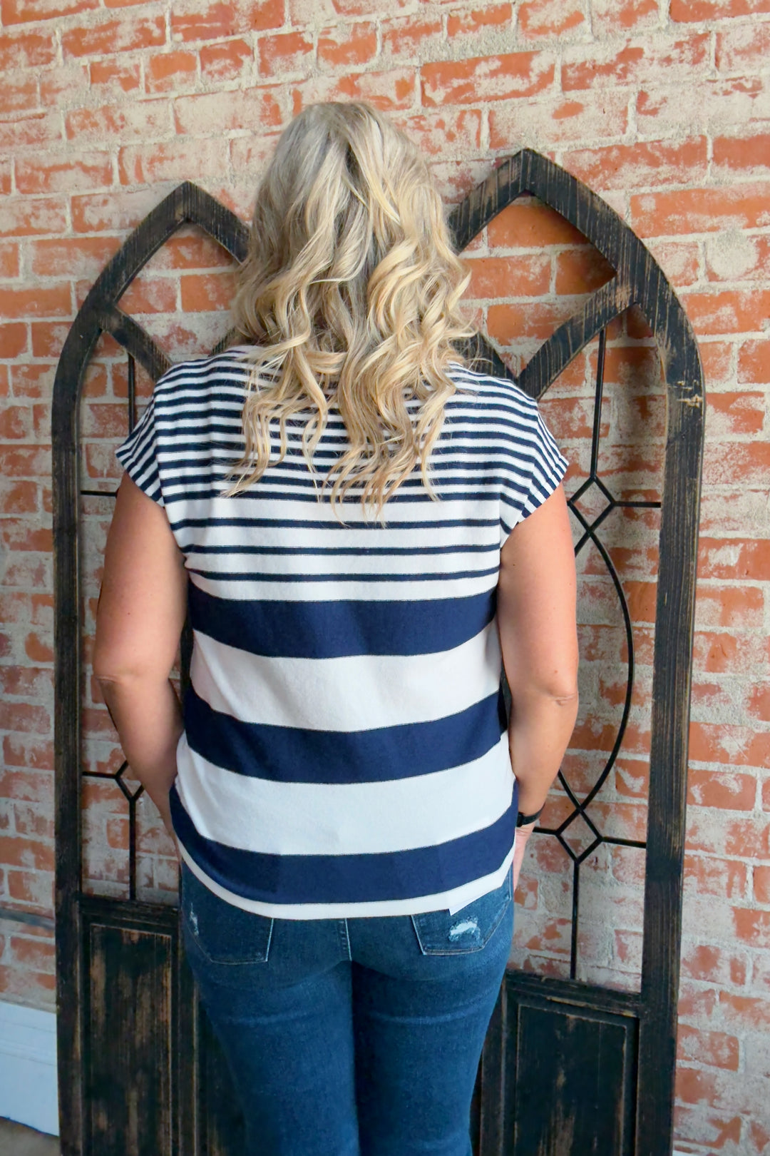 Within Reason Striped Short Sleeve Sweater-2 Colors