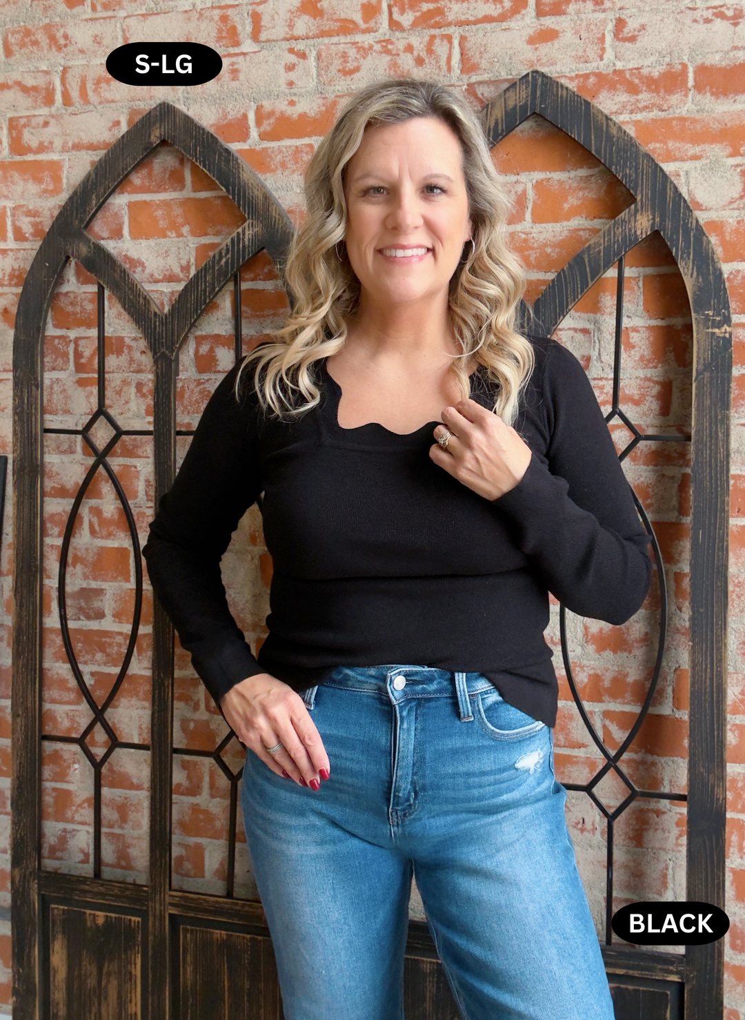 Worth It Scalloped Long Sleeve-2 Colors