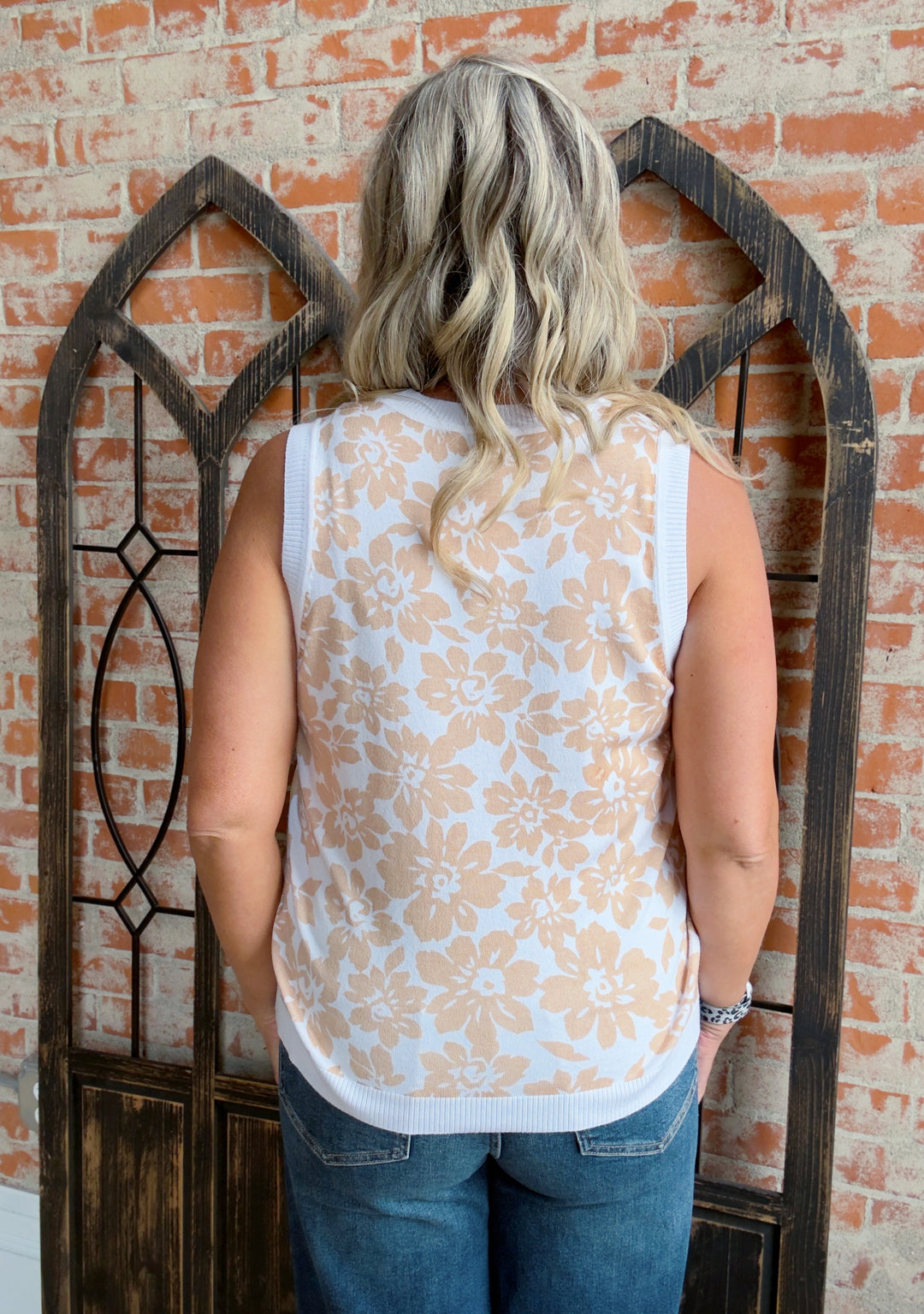 Like Royalty Floral Sweater Tank-Taupe
