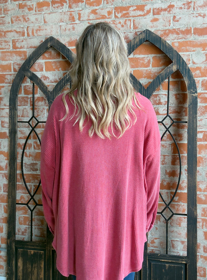 It's A Devotion Waffle Shacket-Red