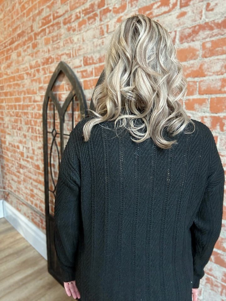 It's In The Detail Open Weave Sweater-Black