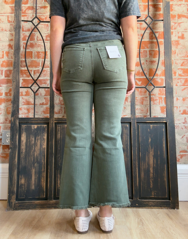 Zenana It's A Necessity Kick Flare- Dark Olive